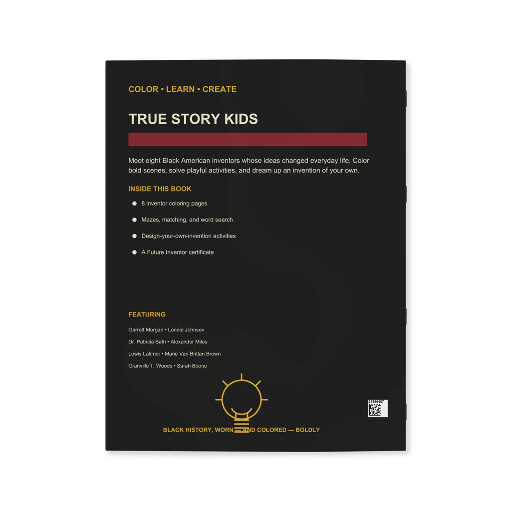 True Story Kids Black Inventors Coloring and Activity Book back cover