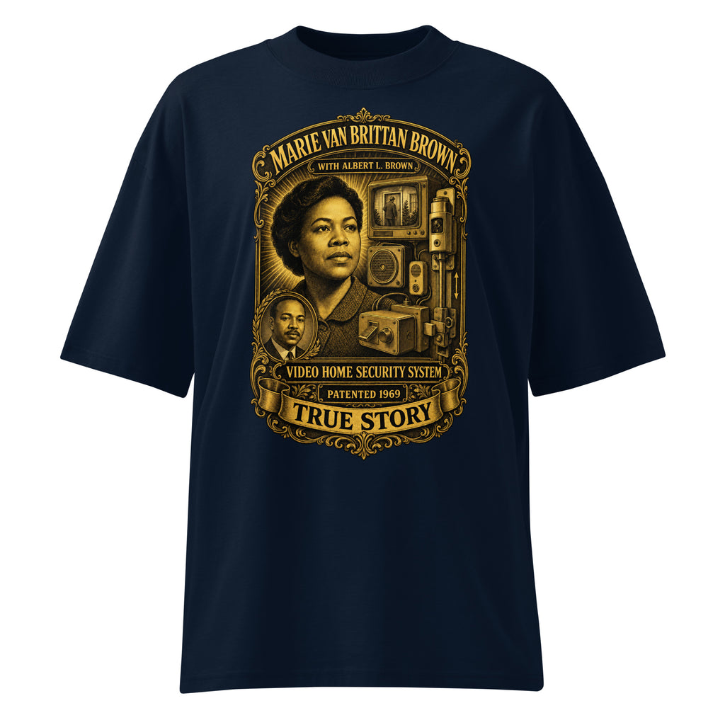 Marie Van Brittan Brown organic oversized tee in French Navy — front view