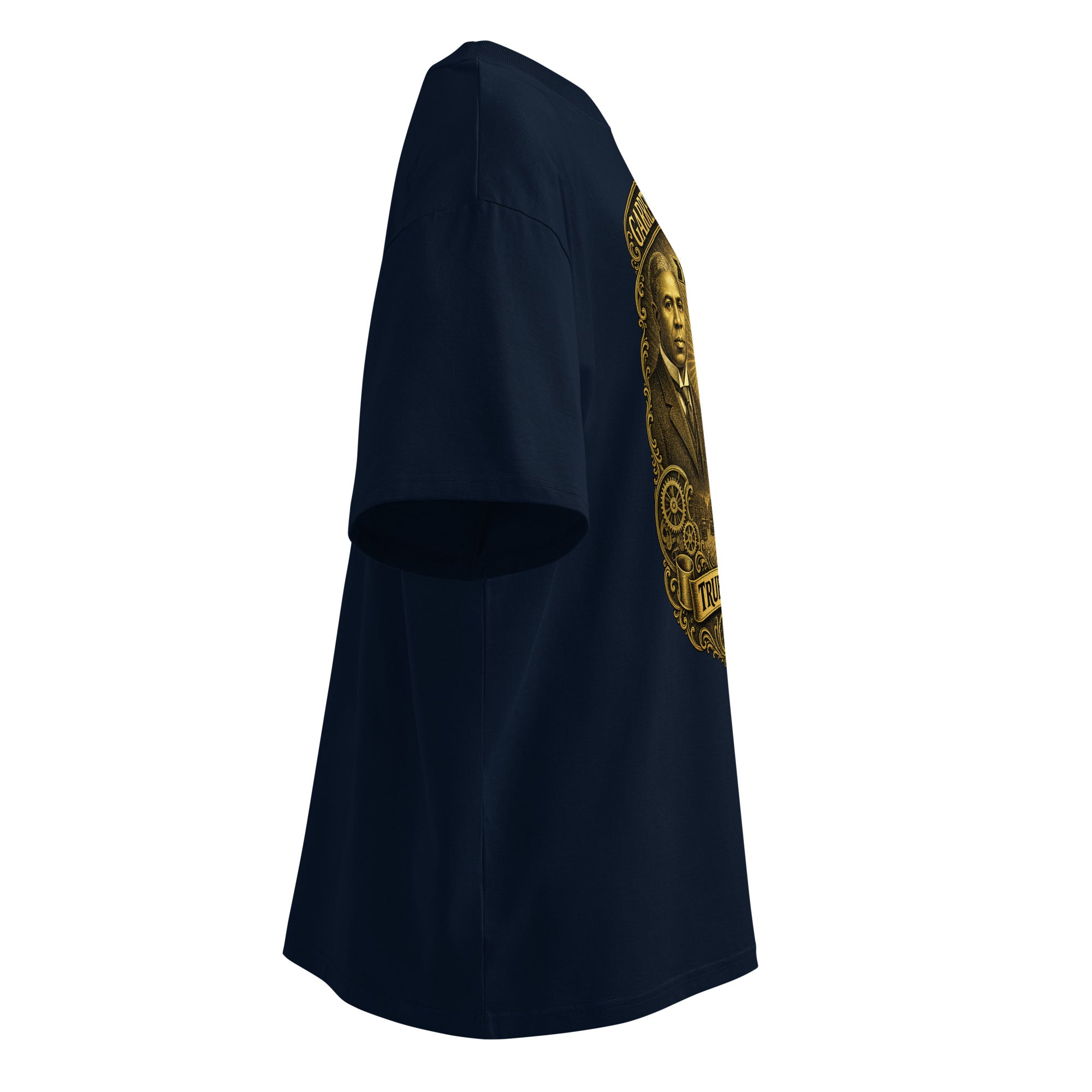 Garrett Morgan organic oversized tee in French Navy — right side view